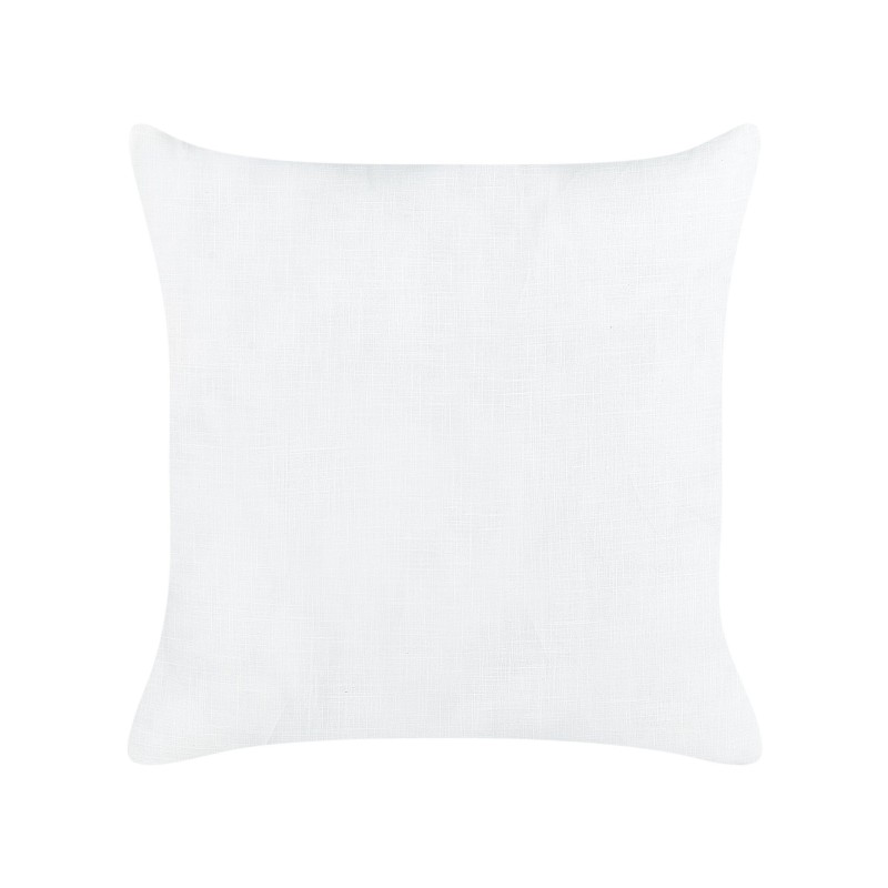 Zestaw 2 poduszek dekoracyjnych MINDALA Len 50 x 50 cm Złamana biel Z napisami Zestaw 2 poduszek dekoracyjnych MINDALA Len 50 x 50 cm Złamana biel Z napisami