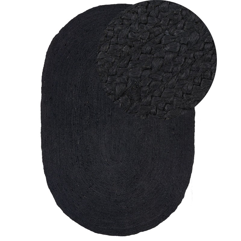 Dywan owalny jutowy 160 x 230 cm czarny DEMIRCI Dywan owalny jutowy 160 x 230 cm czarny DEMIRCI