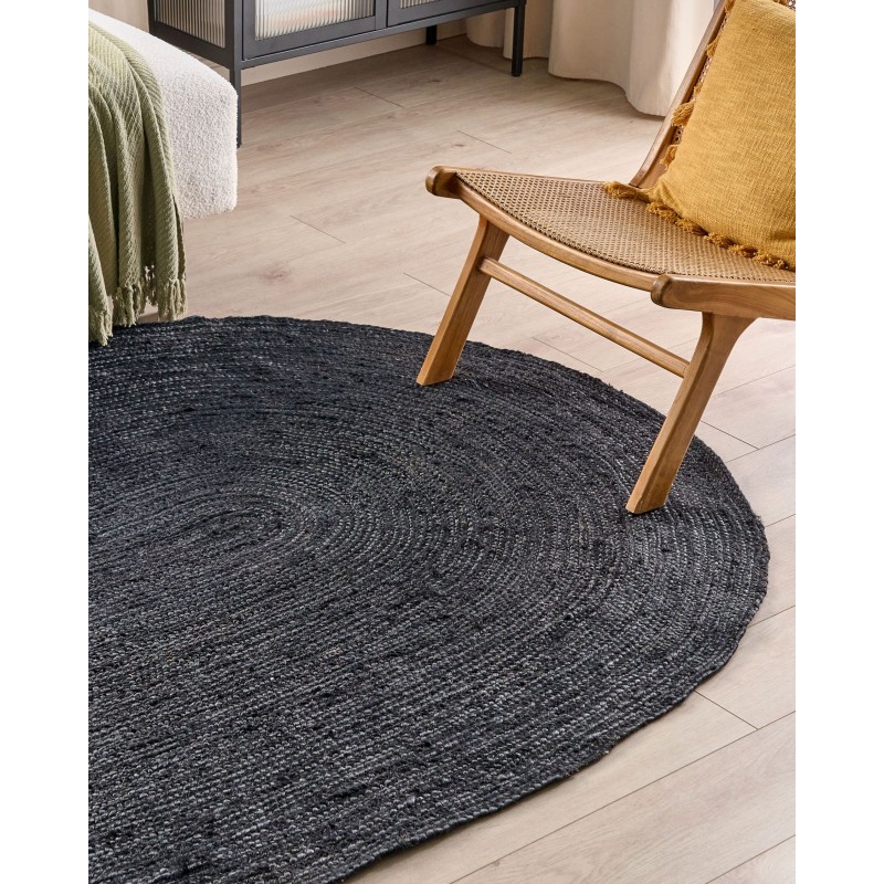 Dywan owalny jutowy 160 x 230 cm czarny DEMIRCI Dywan owalny jutowy 160 x 230 cm czarny DEMIRCI