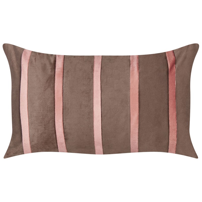 Zestaw 2 poduszek dekoracyjnych CRODYLINE Welur 35 x 60 cm Brązowy W paski Zestaw 2 poduszek dekoracyjnych CRODYLINE Welur 35 x 60 cm Brązowy W paski