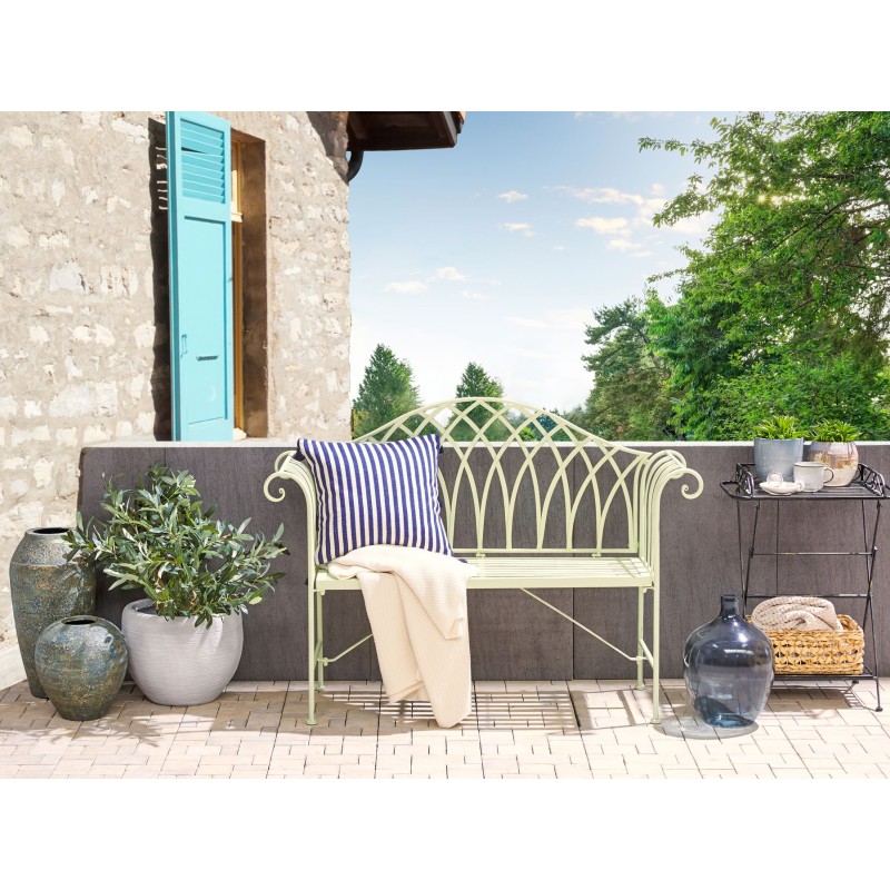 Ławka ogrodowa MILAZZO 130 cm Metal Jasnozielony Ławka ogrodowa MILAZZO 130 cm Metal Jasnozielony