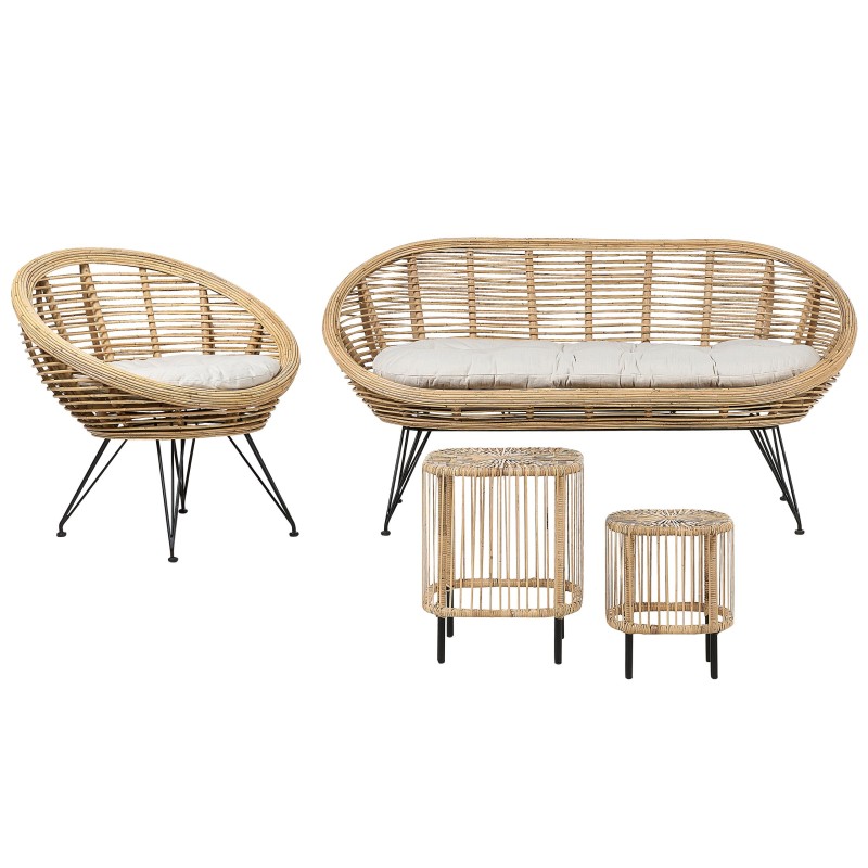 Zestaw ogrodowy ze stolikiem dla 3 osób MARATEA/CESENATICO Rattan Naturalny Zestaw ogrodowy ze stolikiem dla 3 osób MARATEA/CESENATICO Rattan Naturalny