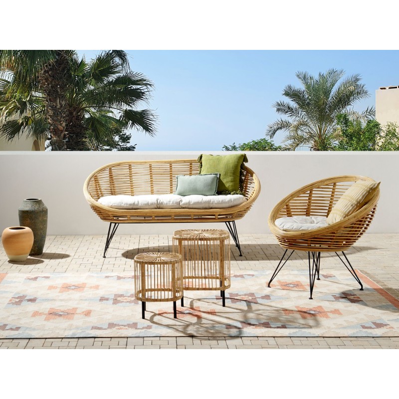 Zestaw ogrodowy ze stolikiem dla 3 osób MARATEA/CESENATICO Rattan Naturalny Zestaw ogrodowy ze stolikiem dla 3 osób MARATEA/CESENATICO Rattan Naturalny