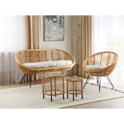 Zestaw ogrodowy ze stolikiem dla 3 osób MARATEA/CESENATICO Rattan Naturalny Zestaw ogrodowy ze stolikiem dla 3 osób MARATEA/CESENATICO Rattan Naturalny