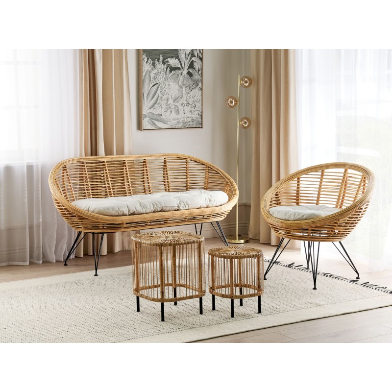 Zestaw ogrodowy ze stolikiem dla 3 osób MARATEA/CESENATICO Rattan Naturalny Zestaw ogrodowy ze stolikiem dla 3 osób MARATEA/CESENATICO Rattan Naturalny