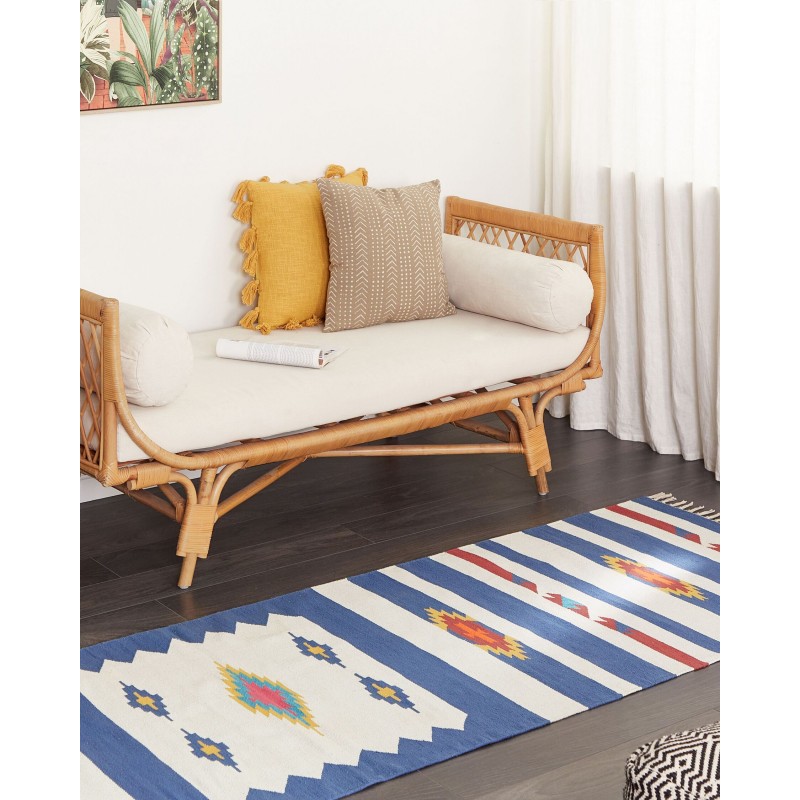 Dywan bawełniany kilim 80 x 300 cm wielokolorowy VARSER Dywan bawełniany kilim 80 x 300 cm wielokolorowy VARSER
