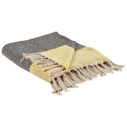 Koc LAPU Bawełna 125 x 150 cm Musztardowy Koc LAPU Bawełna 125 x 150 cm Musztardowy