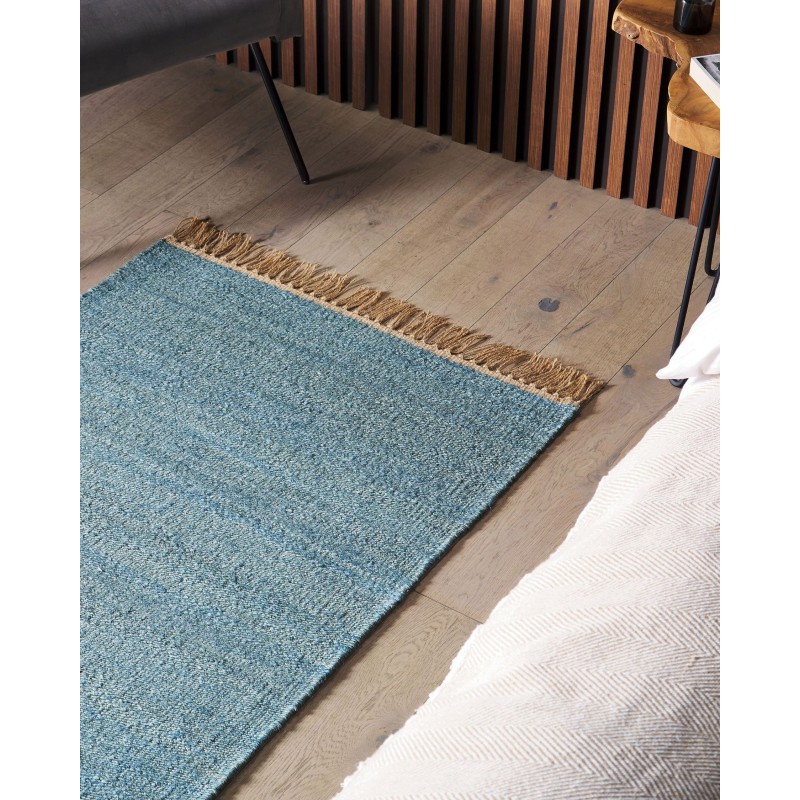 Dywan z juty 80 x 150 cm niebieski LUNIA Dywan z juty 80 x 150 cm niebieski LUNIA
