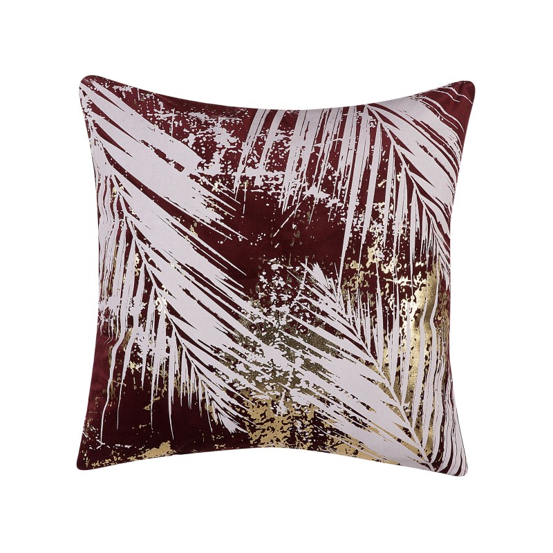 Zestaw 2 poduszek dekoracyjnych CALLA Welur 45 x 45 cm Czerwony Wzór roślinny Zestaw 2 poduszek dekoracyjnych CALLA Welur 45 x 45 cm Czerwony Wzór roślinny