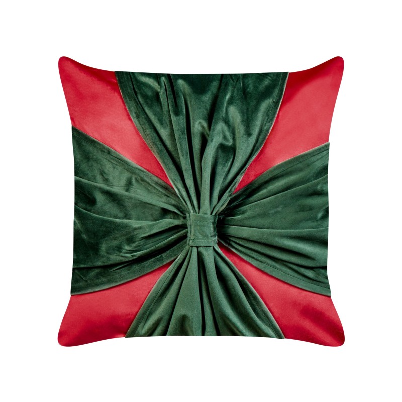 Zestaw 2 poduszek dekoracyjnych MARSHMALLOW Welur 45 x 45 cm Czerwony Wzór świąteczny Zestaw 2 poduszek dekoracyjnych MARSHMALLOW Welur 45 x 45 cm Czerwony Wzór świąteczny
