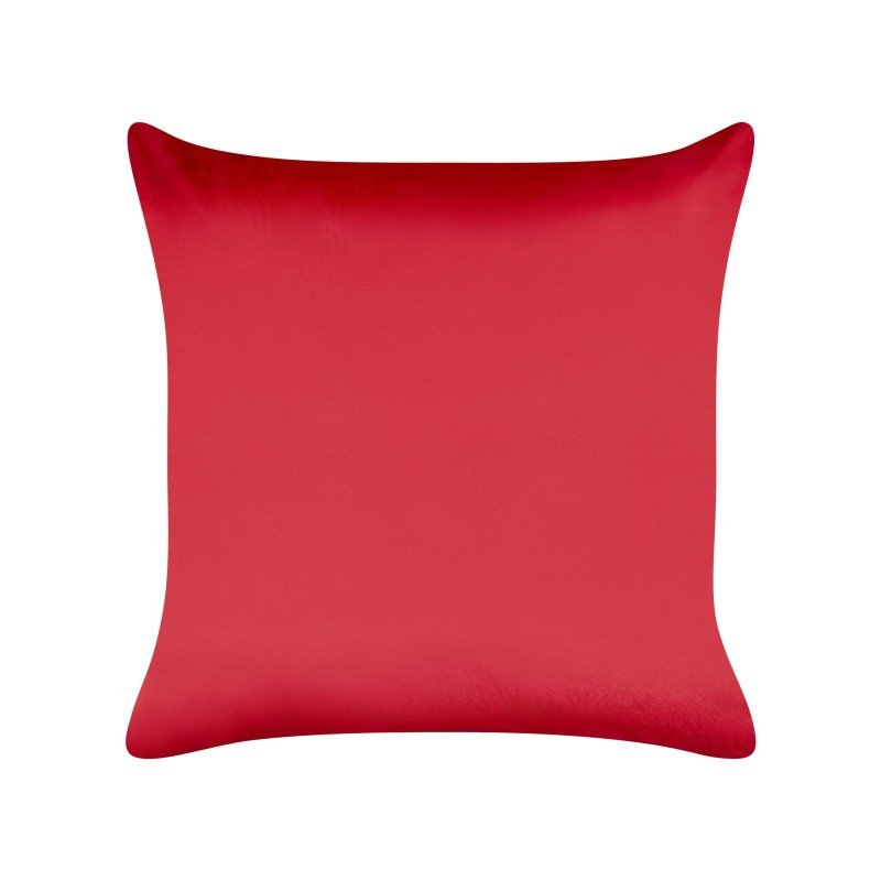 Zestaw 2 poduszek dekoracyjnych MARSHMALLOW Welur 45 x 45 cm Czerwony Wzór świąteczny Zestaw 2 poduszek dekoracyjnych MARSHMALLOW Welur 45 x 45 cm Czerwony Wzór świąteczny