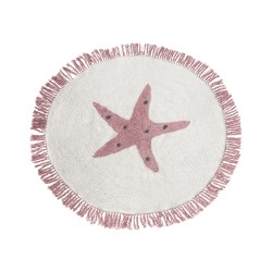 Dywan dziecięcy bawełniany z motywem gwiazdy ⌀ 120 cm złamana biel STARS Dywan dziecięcy bawełniany z motywem gwiazdy ⌀ 120 cm złamana biel STARS