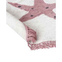 Dywan dziecięcy bawełniany z motywem gwiazdy ⌀ 120 cm złamana biel STARS Dywan dziecięcy bawełniany z motywem gwiazdy ⌀ 120 cm złamana biel STARS