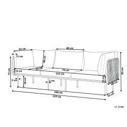 Sofa ogrodowa dla 3 osób SENISE Metal Szary Sofa ogrodowa dla 3 osób SENISE Metal Szary