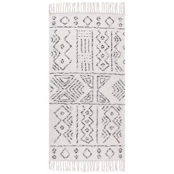 Dywan wełniany 80 x 150 cm biało-czarny ALKENT Dywan wełniany 80 x 150 cm biało-czarny ALKENT