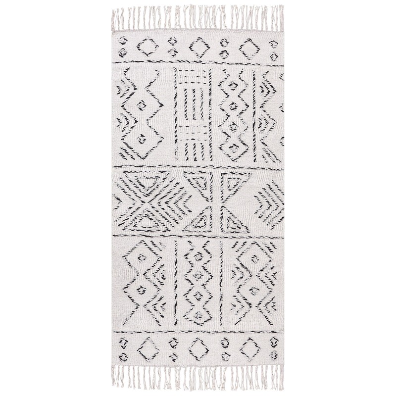 Dywan wełniany 80 x 150 cm biało-czarny ALKENT Dywan wełniany 80 x 150 cm biało-czarny ALKENT