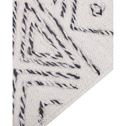 Dywan wełniany 80 x 150 cm biało-czarny ALKENT Dywan wełniany 80 x 150 cm biało-czarny ALKENT