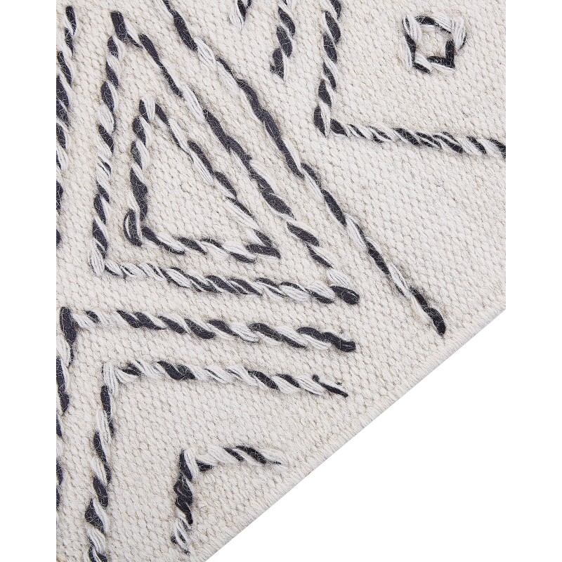 Dywan wełniany 80 x 150 cm biało-czarny ALKENT Dywan wełniany 80 x 150 cm biało-czarny ALKENT