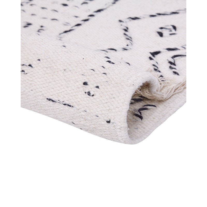 Dywan wełniany 80 x 150 cm biało-czarny ALKENT Dywan wełniany 80 x 150 cm biało-czarny ALKENT