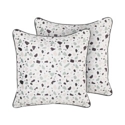 Zestaw 2 poduszek dekoracyjnych LAVENDER Welur 45 x 45 cm Biały Efekt lastryko