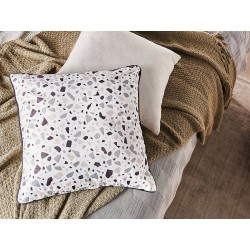 Zestaw 2 poduszek dekoracyjnych LAVENDER Welur 45 x 45 cm Biały Efekt lastryko Zestaw 2 poduszek dekoracyjnych LAVENDER Welur 45 x 45 cm Biały Efekt lastryko