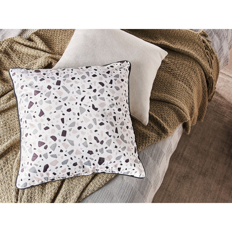 Zestaw 2 poduszek dekoracyjnych LAVENDER Welur 45 x 45 cm Biały Efekt lastryko Zestaw 2 poduszek dekoracyjnych LAVENDER Welur 45 x 45 cm Biały Efekt lastryko