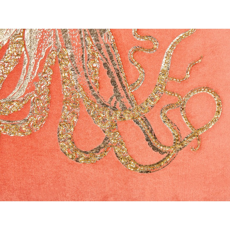 Zestaw 2 poduszek dekoracyjnych LAMINARIA Welur 45 x 45 cm Koralowy Wzór zwierzęcy Zestaw 2 poduszek dekoracyjnych LAMINARIA Welur 45 x 45 cm Koralowy Wzór zwierzęcy