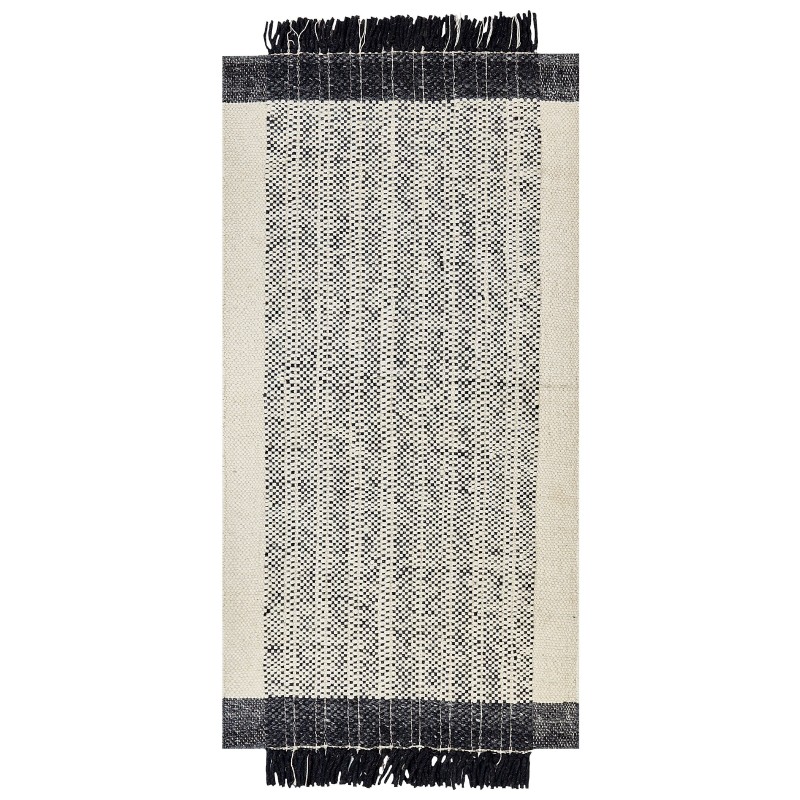 Dywan wełniany 80 x 150 cm biało-czarny KETENLI Dywan wełniany 80 x 150 cm biało-czarny KETENLI