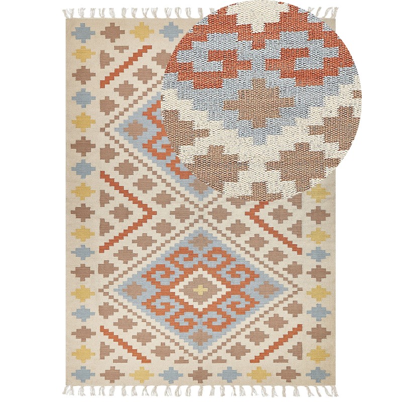 Dywan bawełniany kilim 160 x 230 cm wielokolorowy ATAN Dywan bawełniany kilim 160 x 230 cm wielokolorowy ATAN