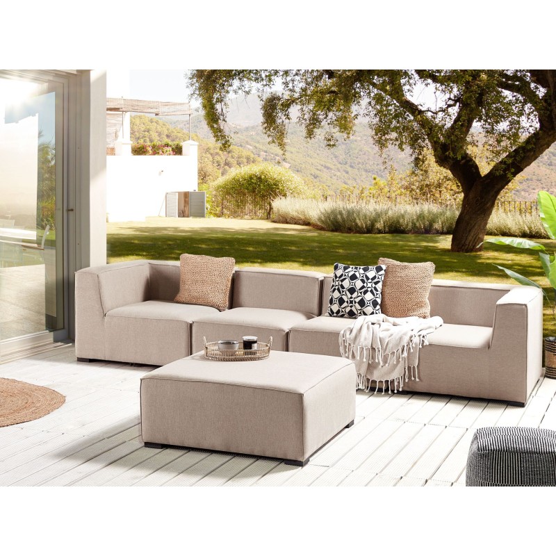 Sofa ogrodowa z otomaną dla 4 osób AREZZO Modułowy Beżowy Sofa ogrodowa z otomaną dla 4 osób AREZZO Modułowy Beżowy