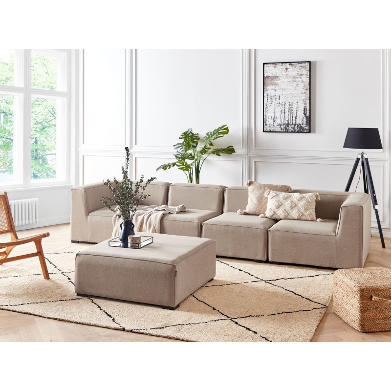 Sofa ogrodowa z otomaną dla 4 osób AREZZO Modułowy Beżowy Sofa ogrodowa z otomaną dla 4 osób AREZZO Modułowy Beżowy