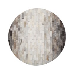 Dywan patchworkowy okrągły skórzany ⌀ 140 cm brązowo-beżowy DUTLAR Dywan patchworkowy okrągły skórzany ⌀ 140 cm brązowo-beżowy DUTLAR