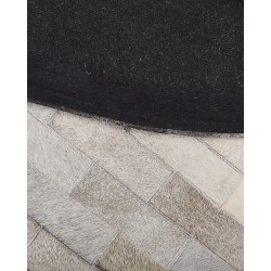 Dywan patchworkowy okrągły skórzany ⌀ 140 cm brązowo-beżowy DUTLAR Dywan patchworkowy okrągły skórzany ⌀ 140 cm brązowo-beżowy DUTLAR