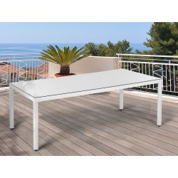 Stół ogrodowy ITALY 220 cm 100 cm Szkło Biały Stół ogrodowy ITALY 220 cm 100 cm Szkło Biały