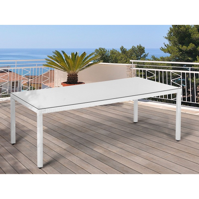 Stół ogrodowy ITALY 220 cm 100 cm Szkło Biały Stół ogrodowy ITALY 220 cm 100 cm Szkło Biały