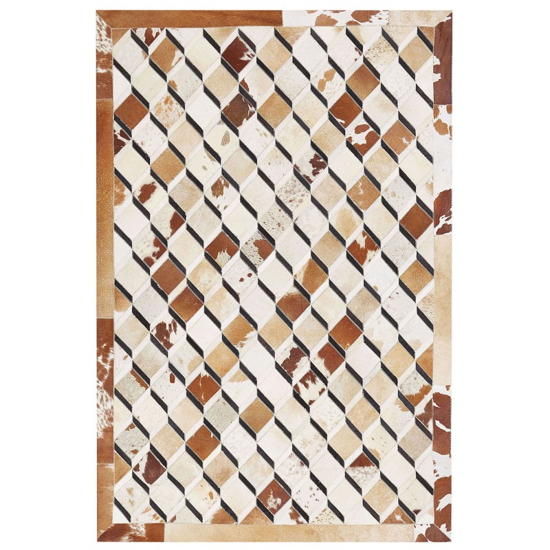 Dywan patchwork skórzany 160 x 230 cm brązowy SERINOVA Dywan patchwork skórzany 160 x 230 cm brązowy SERINOVA