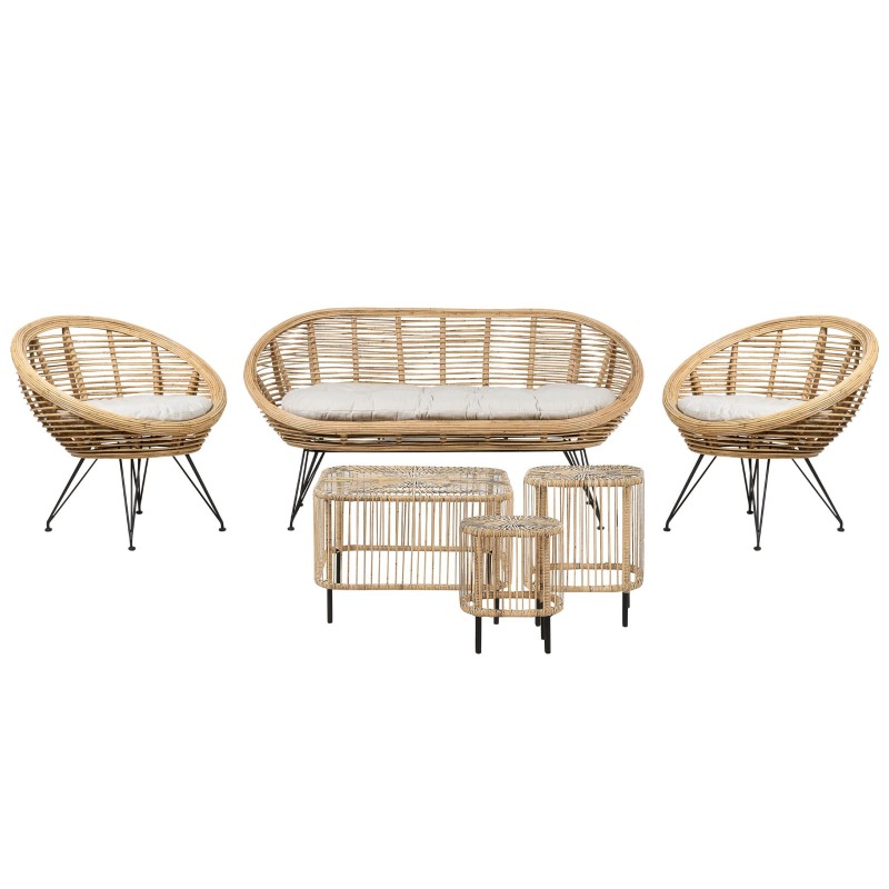 Zestaw ogrodowy ze stolikiem dla 4 osób MARATEA/CESENATICO Rattan Naturalny Zestaw ogrodowy ze stolikiem dla 4 osób MARATEA/CESENATICO Rattan Naturalny