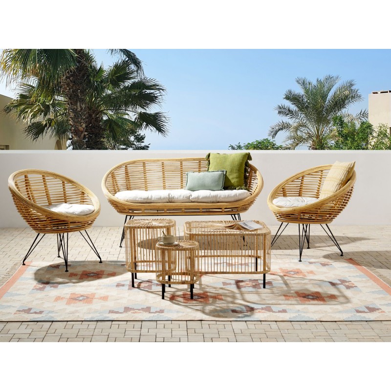 Zestaw ogrodowy ze stolikiem dla 4 osób MARATEA/CESENATICO Rattan Naturalny Zestaw ogrodowy ze stolikiem dla 4 osób MARATEA/CESENATICO Rattan Naturalny