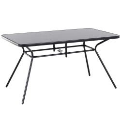 Stół ogrodowy LIVO 140 cm 80 cm Szkło Czarny