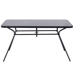 Stół ogrodowy LIVO 140 cm 80 cm Szkło Czarny Stół ogrodowy LIVO 140 cm 80 cm Szkło Czarny