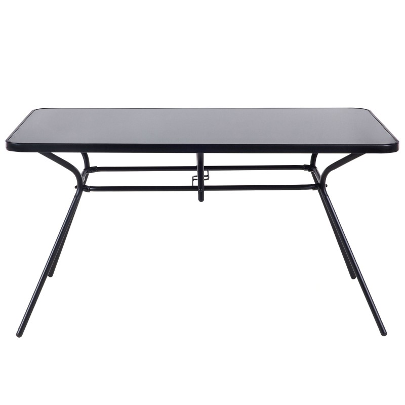 Stół ogrodowy LIVO 140 cm 80 cm Szkło Czarny Stół ogrodowy LIVO 140 cm 80 cm Szkło Czarny
