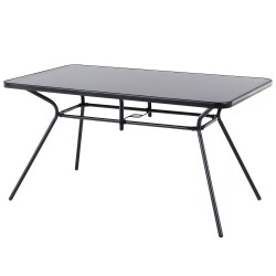Stół ogrodowy LIVO 140 cm 80 cm Szkło Czarny Stół ogrodowy LIVO 140 cm 80 cm Szkło Czarny