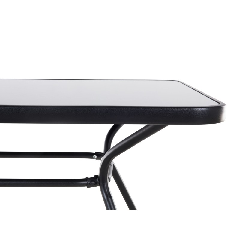 Stół ogrodowy LIVO 140 cm 80 cm Szkło Czarny Stół ogrodowy LIVO 140 cm 80 cm Szkło Czarny