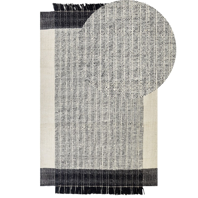 Dywan wełniany 140 x 200 cm biało-czarny KETENLI Dywan wełniany 140 x 200 cm biało-czarny KETENLI
