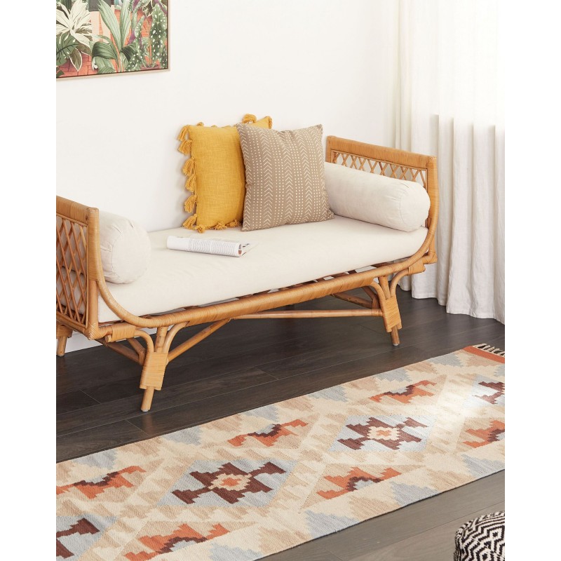 Dywan bawełniany kilim 80 x 300 cm wielokolorowy DILIJAN Dywan bawełniany kilim 80 x 300 cm wielokolorowy DILIJAN