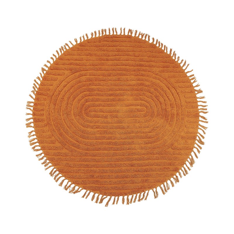 Dywan okrągły bawełniany ø 140 cm pomarańczowy HALFETI Dywan okrągły bawełniany ø 140 cm pomarańczowy HALFETI