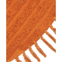 Dywan okrągły bawełniany ø 140 cm pomarańczowy HALFETI Dywan okrągły bawełniany ø 140 cm pomarańczowy HALFETI
