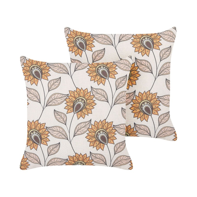 Zestaw 2 poduszek dekoracyjnych TUBEROSE 45 x 45 cm Kolorowy Wzór kwiatowy Zestaw 2 poduszek dekoracyjnych TUBEROSE 45 x 45 cm Kolorowy Wzór kwiatowy