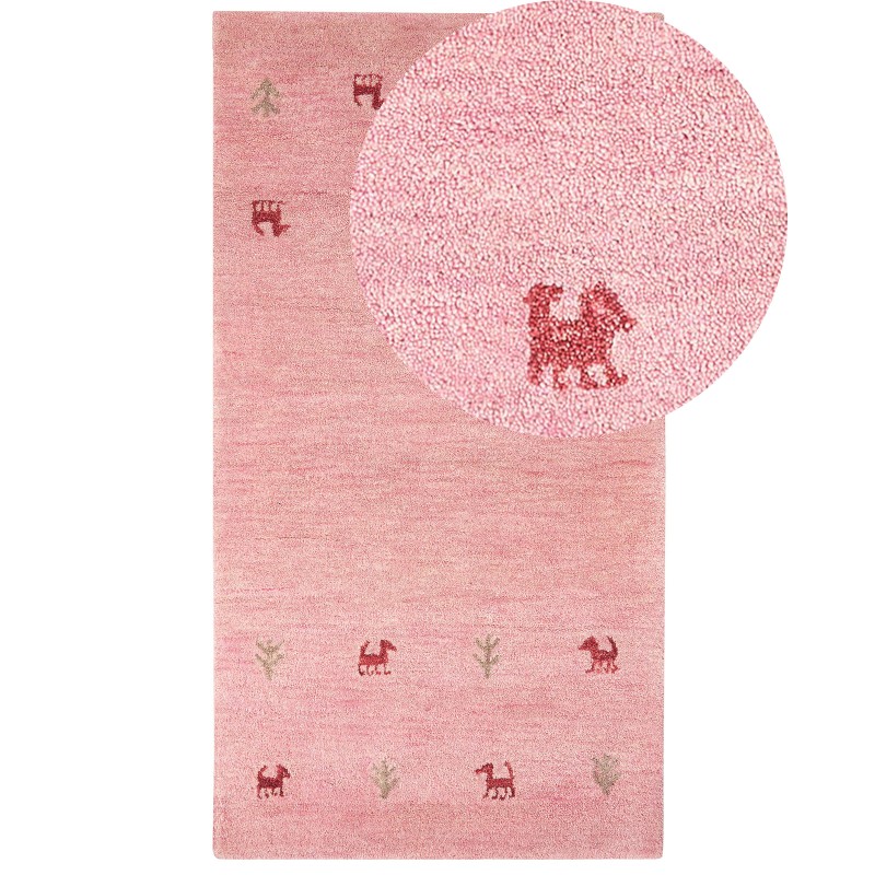 Dywan wełniany gabbeh 80 x 150 cm różowy YULAFI Dywan wełniany gabbeh 80 x 150 cm różowy YULAFI