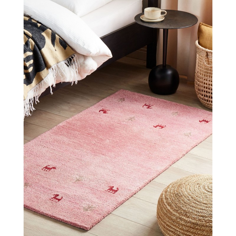 Dywan wełniany gabbeh 80 x 150 cm różowy YULAFI Dywan wełniany gabbeh 80 x 150 cm różowy YULAFI